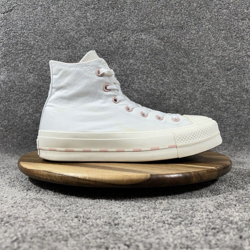 Converse Chuck Taylor All Star Lift High Women’s Sz 8 White Pink Clay Shoes Used